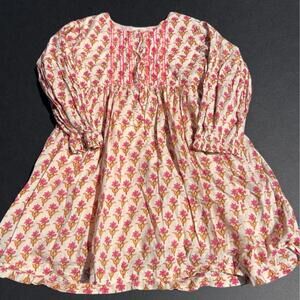 Almirah Ivy Floral Dahlia Long Sleeve Lined Girl's Pink Cotton Dress‎ Size 5